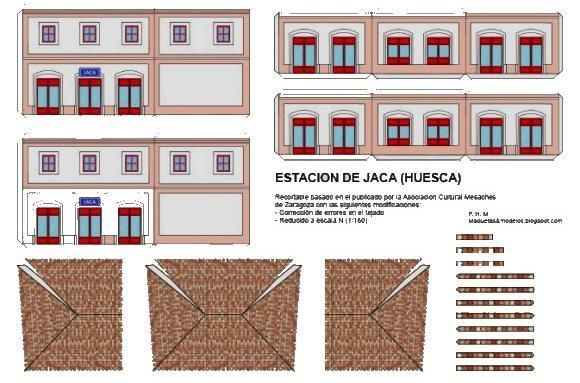  : Jaca Station Building Paper Model In HO Scale - by Pedro Hernández