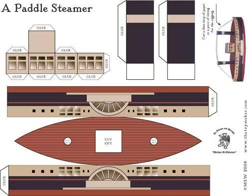 Paddle Steamer Paper Model For Kids - by The Toy Maker - Barco À 