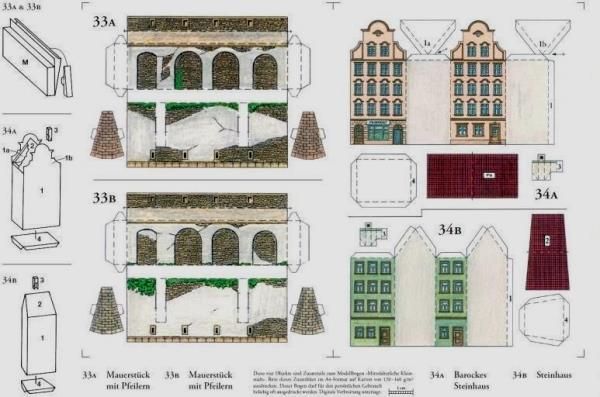 Medieval Buildings Paper Models In HO Scale - by Kartonmodellbau.Org
