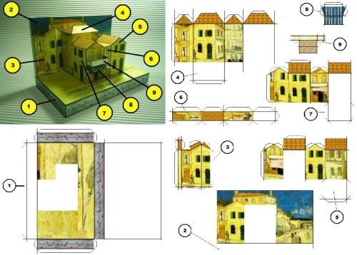 Van Gogh - The Yellow House Paper Model - by Papermau - Download Now!