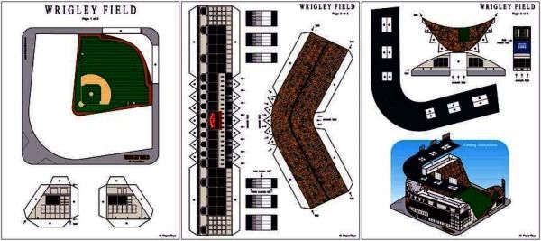 PAPERMAU: Wrigley Field Baseball Stadium Paper Model - by Paper Toys.Com